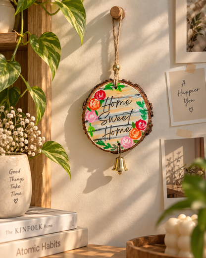 Home Sweet Home – Handmade Floral Wooden Hanging