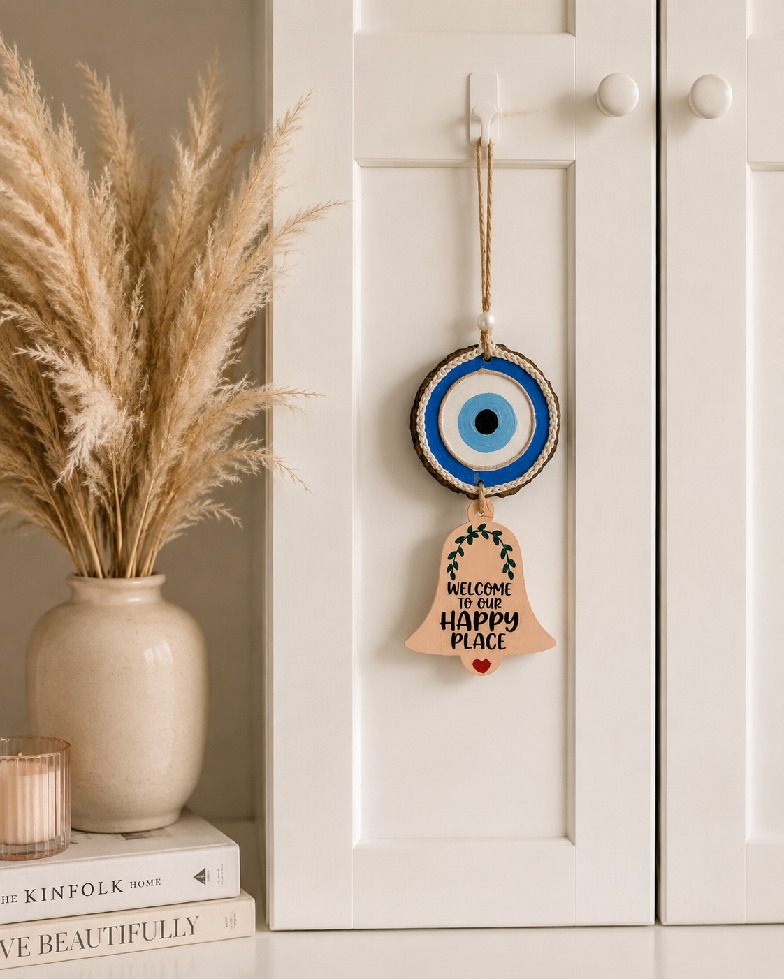 Welcome to my Happy place- Evil eye charm for Entrance