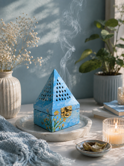 Blue with daisies Oud/bakhoor/Dhoop burner