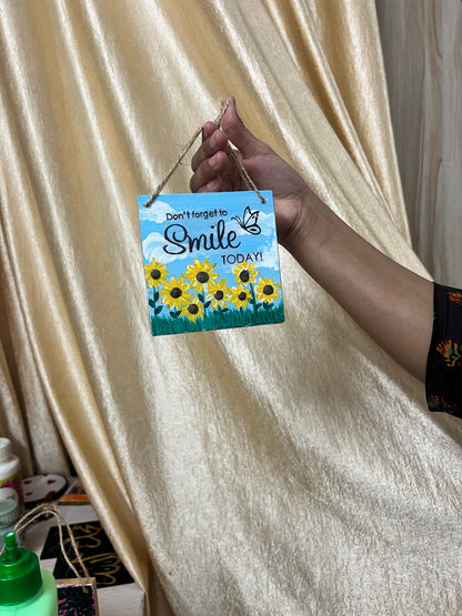 Don’t Forget to Smile – Hand-Painted Wall Hanging 🌻