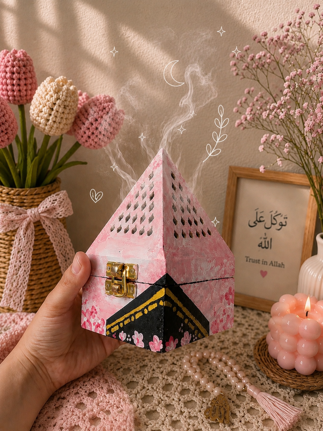 Handcrafted Kaaba-Themed Wooden Oud Burner | Custom Islamic Home Decor