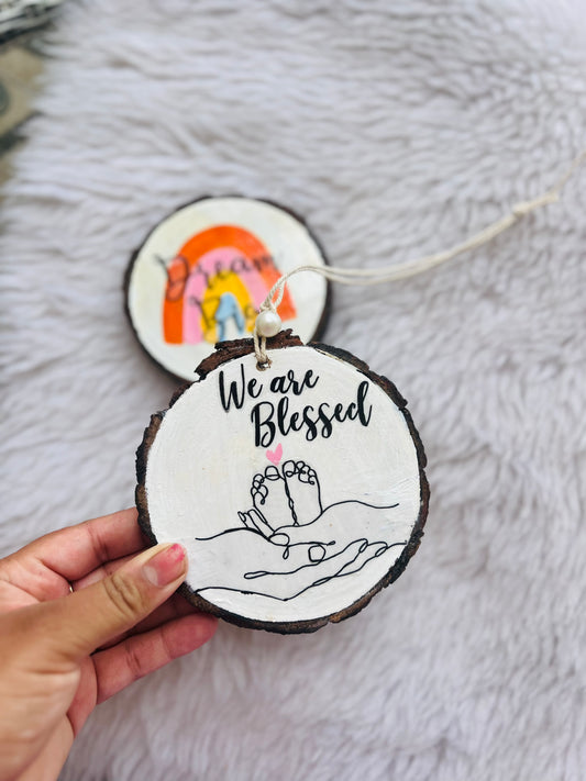 Handcrafted "We are blessed" Baby Announcement Wall Hanging