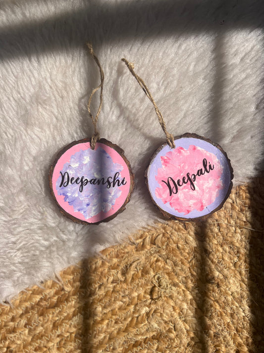 Personalized Duo Name Charms | Set of 2 Custom Wooden Hangings