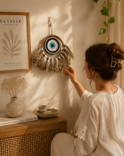 Rustic jute Evil eye hanging