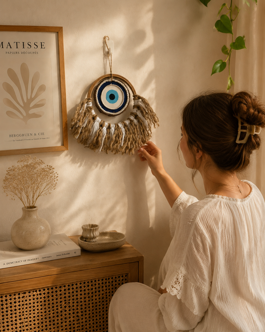 Rustic jute Evil eye hanging