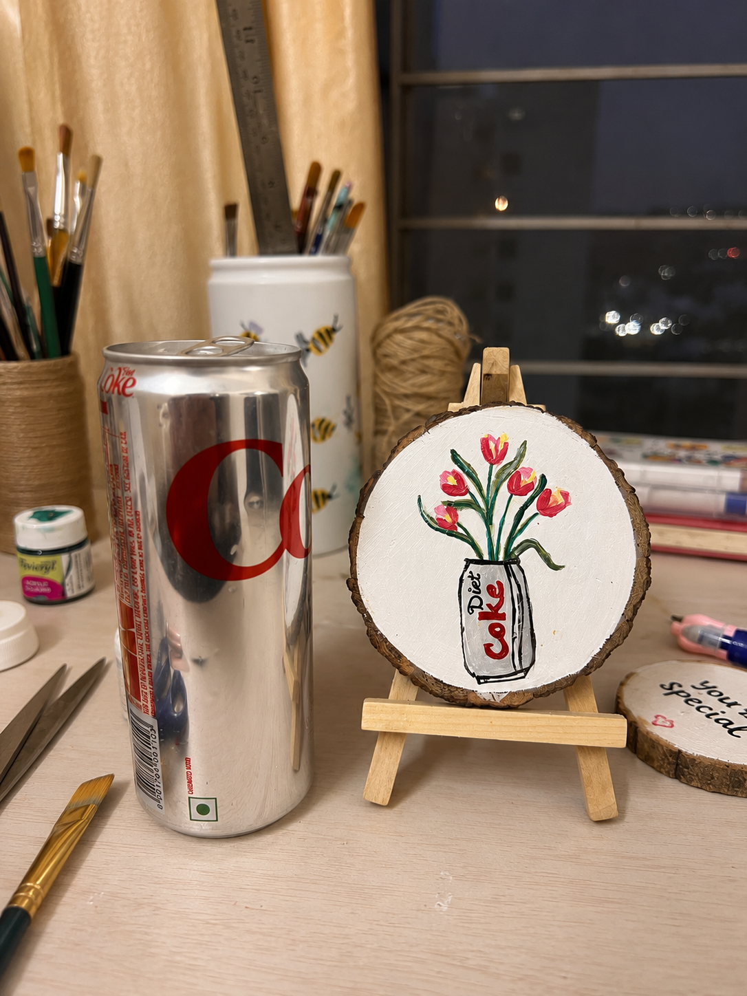Diet coke - vase painting with stand