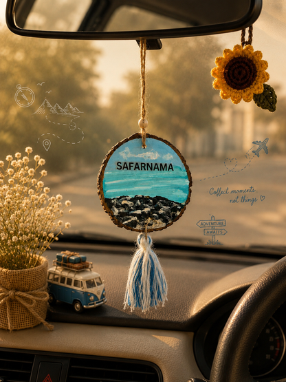 Safarnama Handcrafted 3.5-Inch Hanging – Travel Car Charm & Wall Art Gift