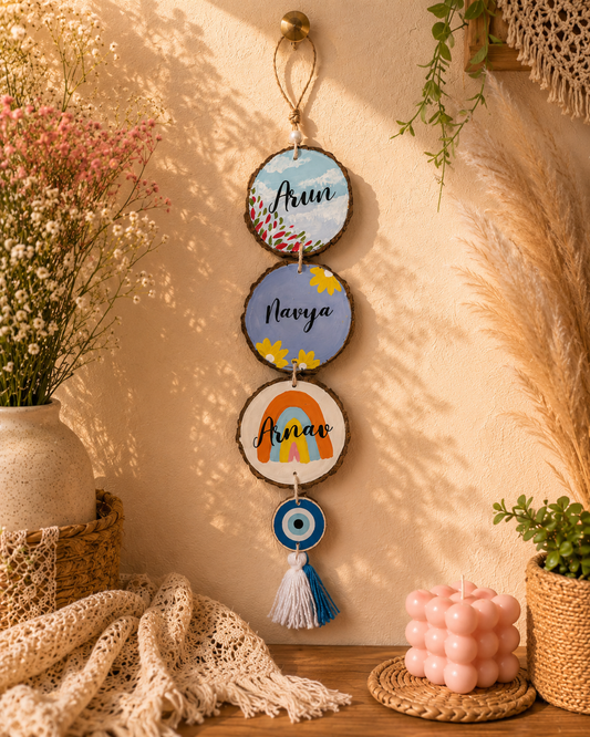 Personalized Family Name Wall Hanging – Custom Nameplates with Evil Eye