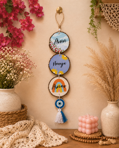 Personalized Family Name Wall Hanging – Custom Nameplates with Evil Eye