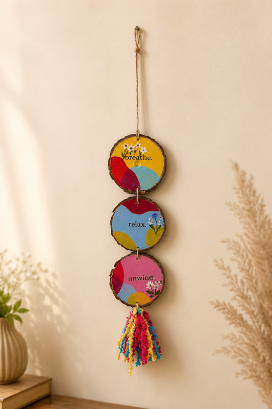 Breath. Relax. Unwind Vibrant wall hanging