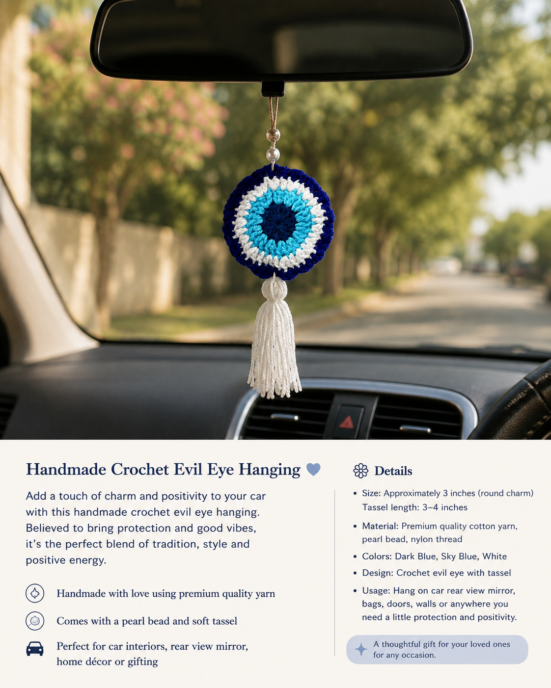 Nazarbattu crochet car/bag charm