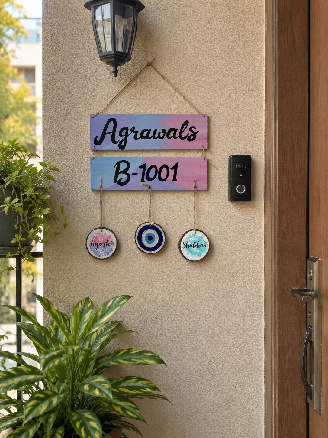 Personalised Couple Name plate with flat number
