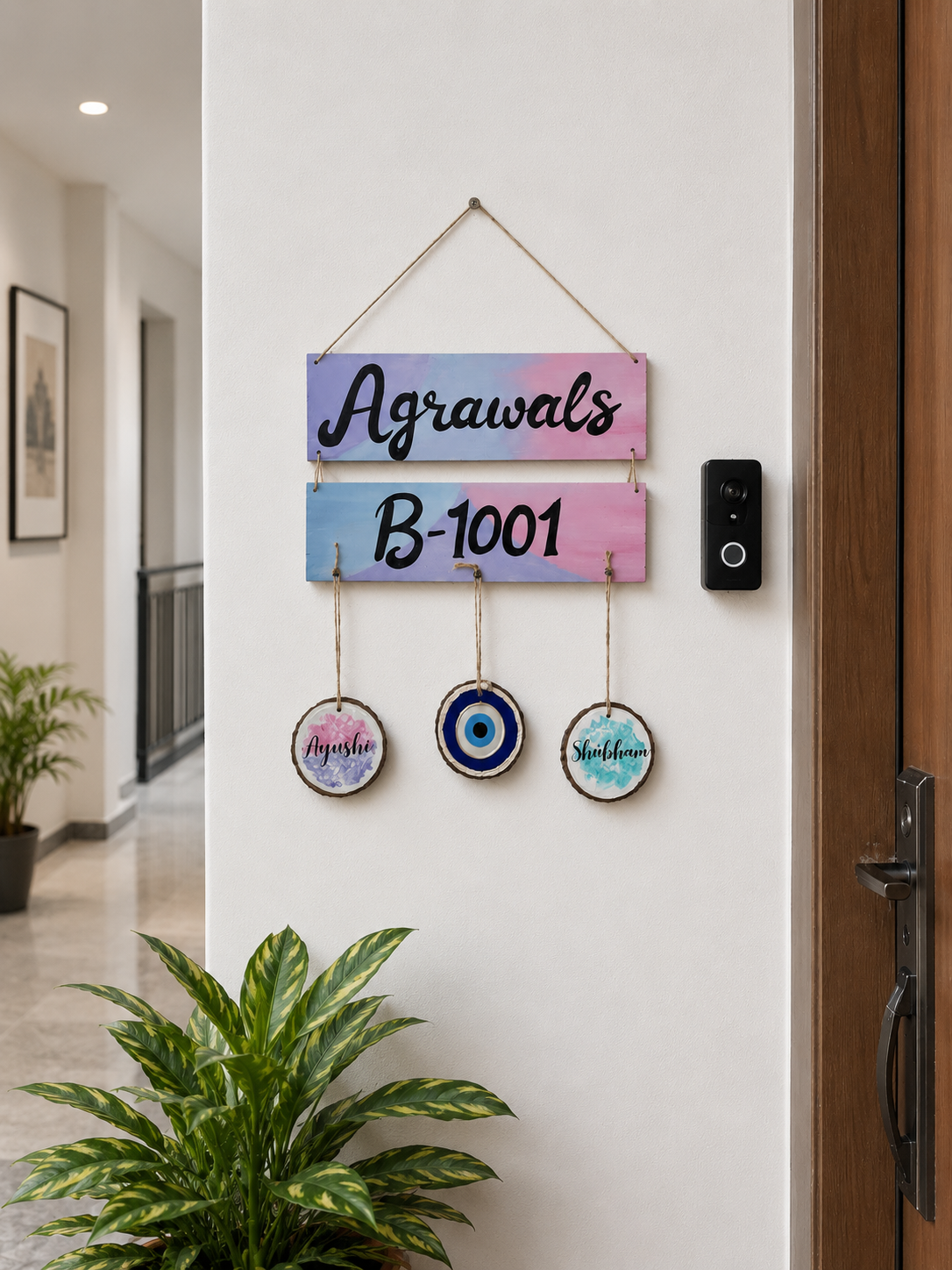 Personalised Couple Name plate with flat number