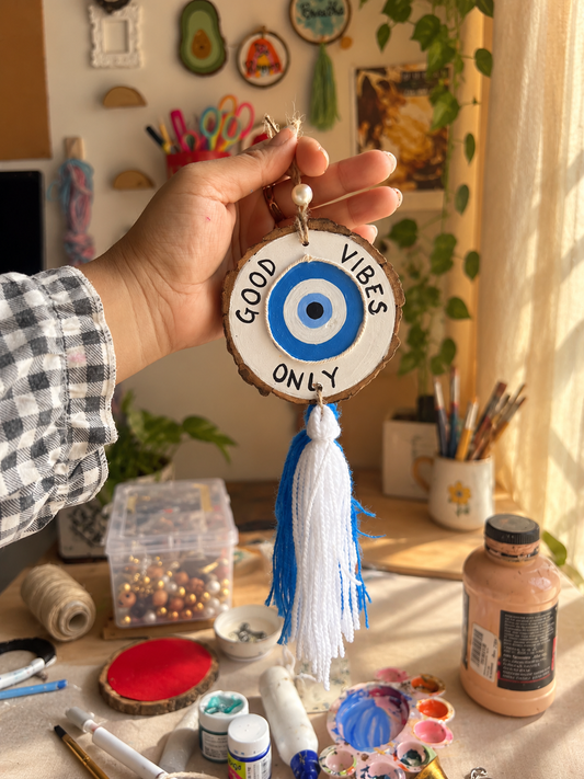 Evil eye good vibes only car charm -double-sided car charm