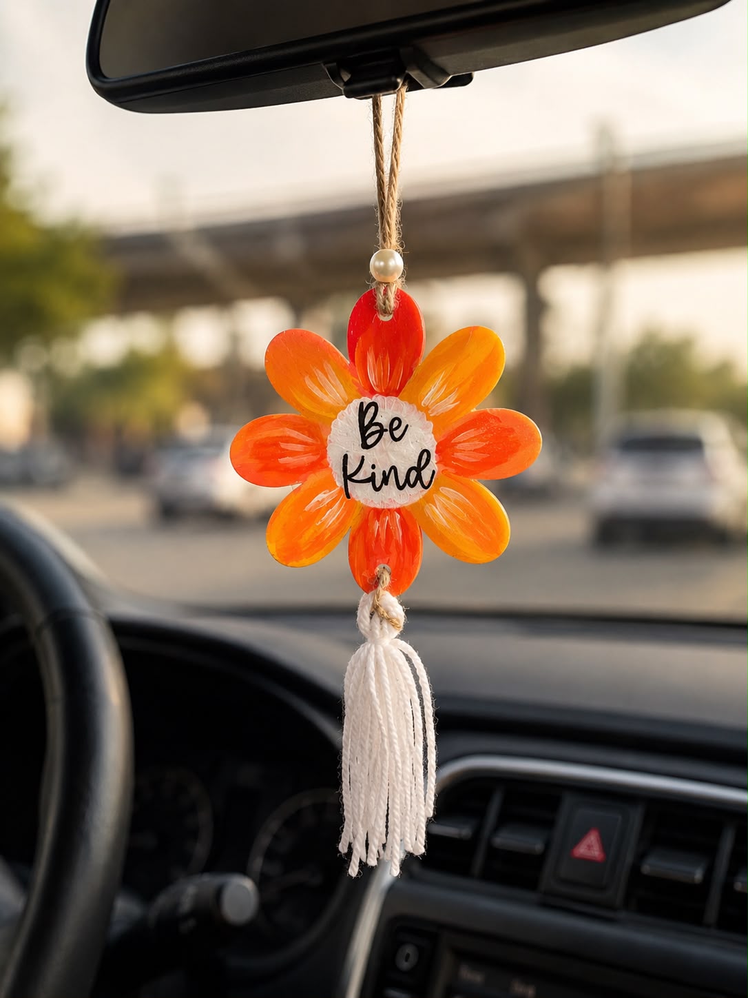 Be Kind • Be Happy – Handmade Flower Car Charm