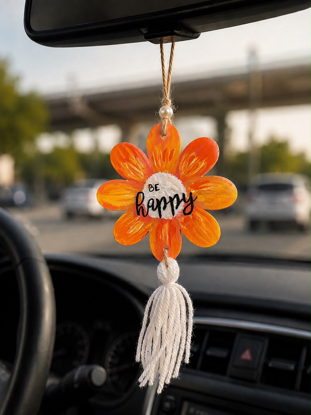 Be Kind • Be Happy – Handmade Flower Car Charm