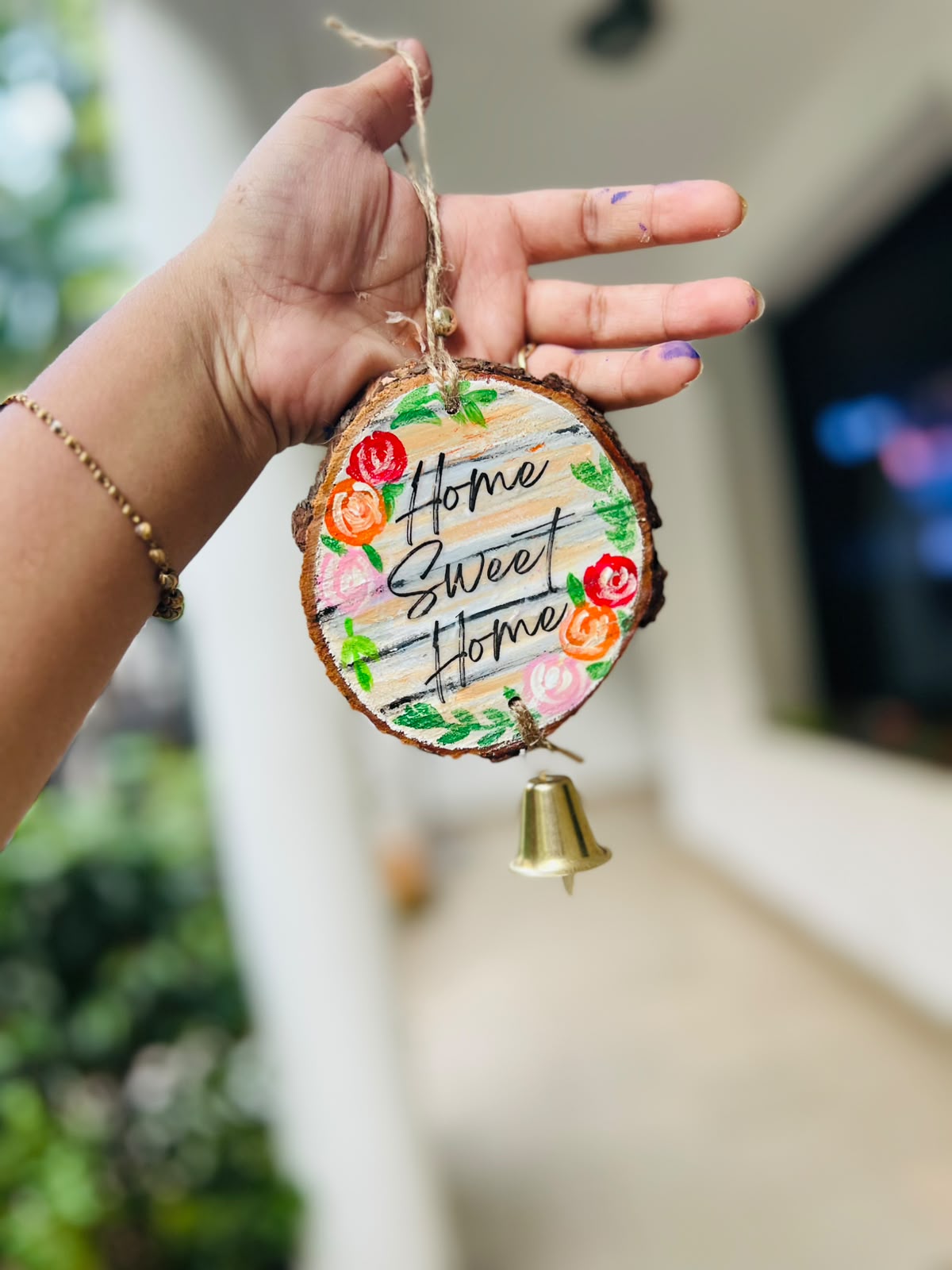 Home Sweet Home – Handmade Floral Wooden Hanging