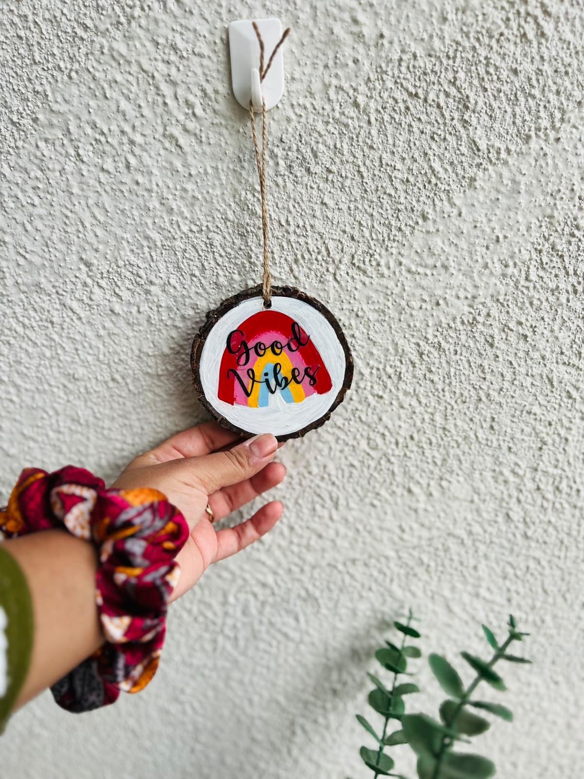 Good Vibes – Rainbow Handmade Wooden Hanging