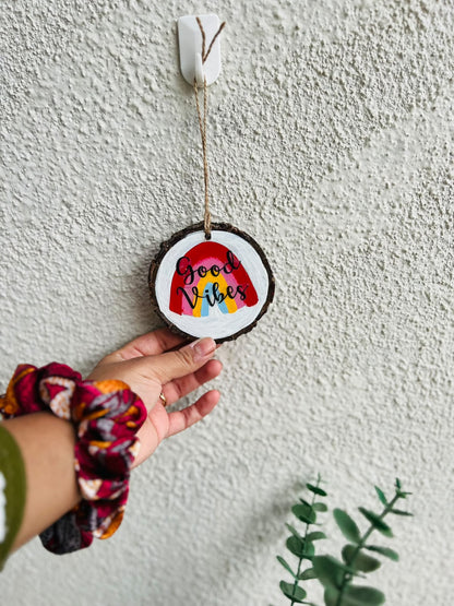 Good Vibes – Rainbow Handmade Wooden Hanging
