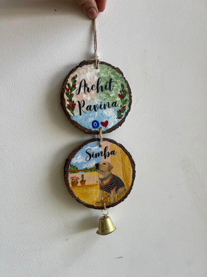 Customized Couple & Pet Wooden Hanging 🐾