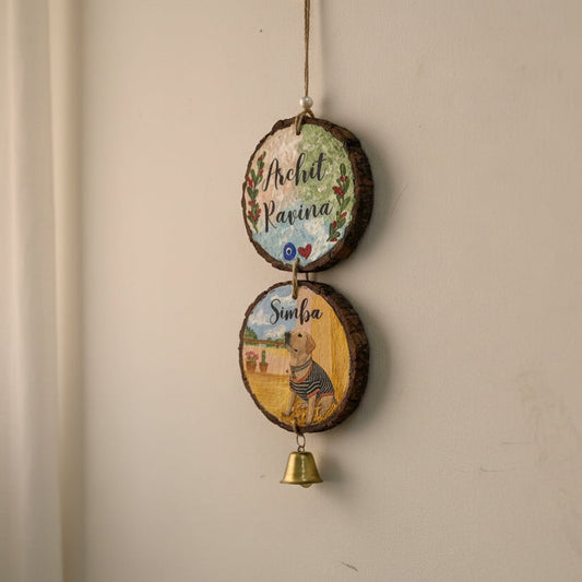Customized Couple & Pet Wooden Hanging 🐾