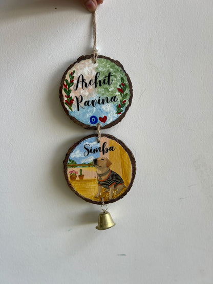 Customized Couple & Pet Wooden Hanging 🐾