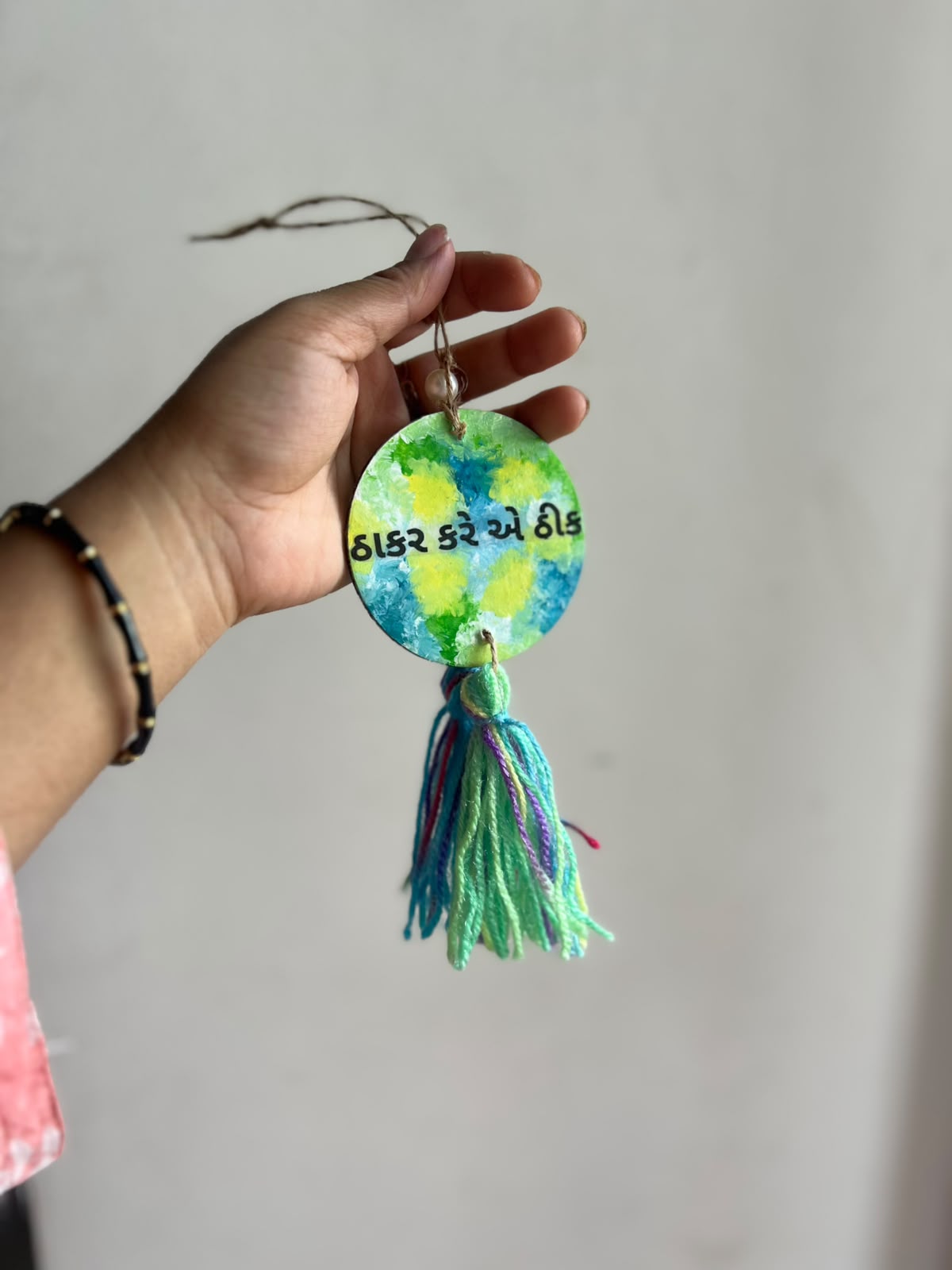 Krishna Car Charm | Custom Gujarati Quote