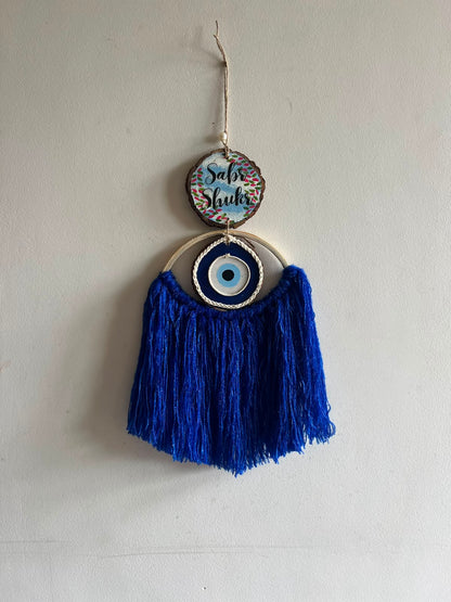 Sabr Shukr Evil Eye Macramé (dark blue) Hanging