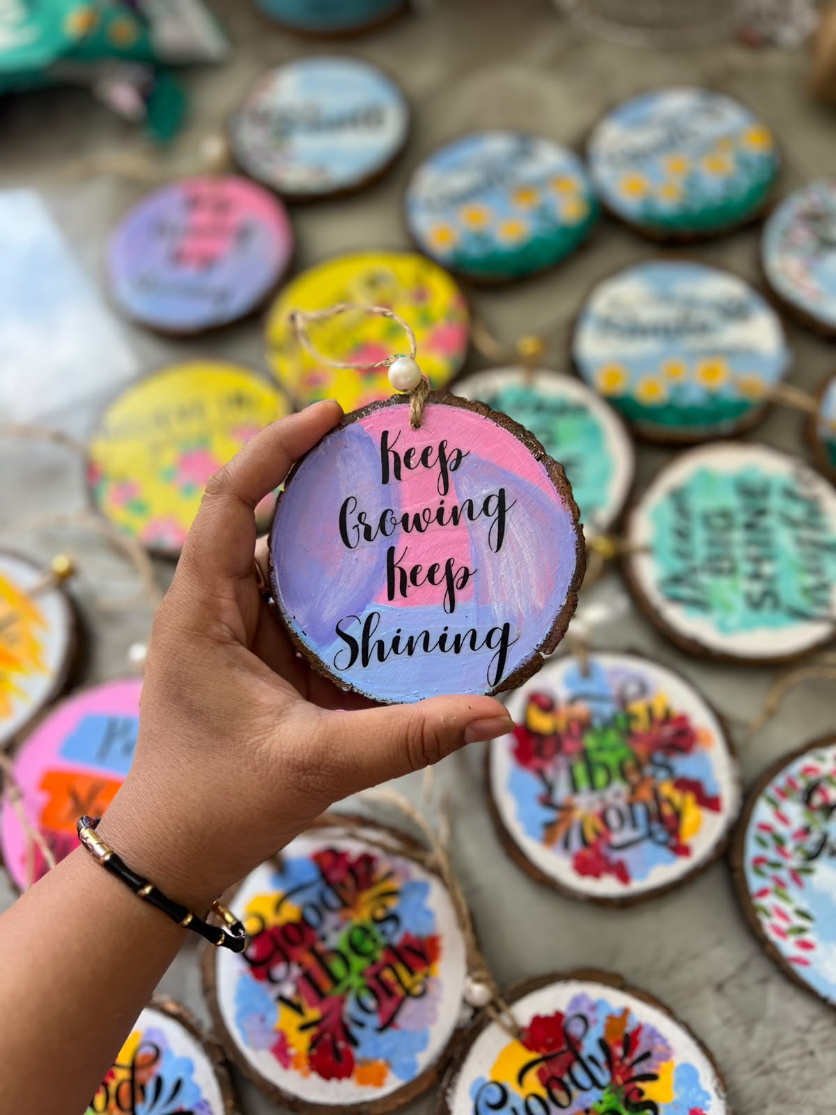 Keep Growing, Keep Shining – Handmade Wooden Hanging