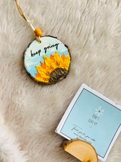 Keep Going – Handmade Embossed Sunflower Hanging