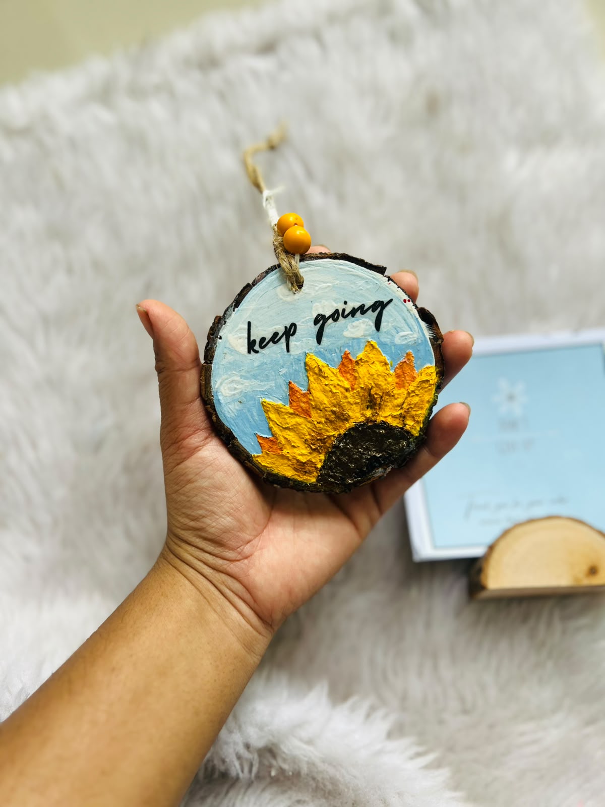 Keep Going – Handmade Embossed Sunflower Hanging