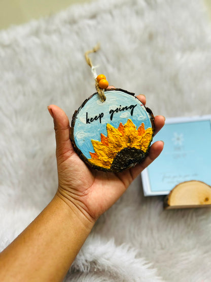Keep Going – Handmade Embossed Sunflower Hanging