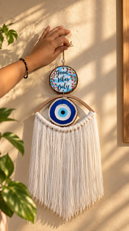 Your Wall, Your Charm – Personalized evil eye Macrame Wall Hanging