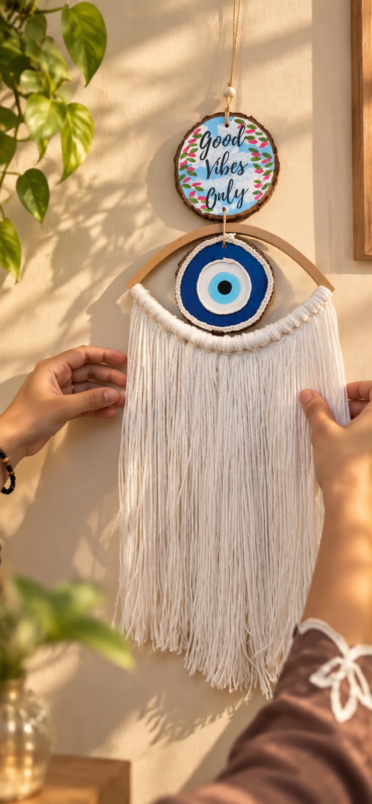 Your Wall, Your Charm – Personalized evil eye Macrame Wall Hanging