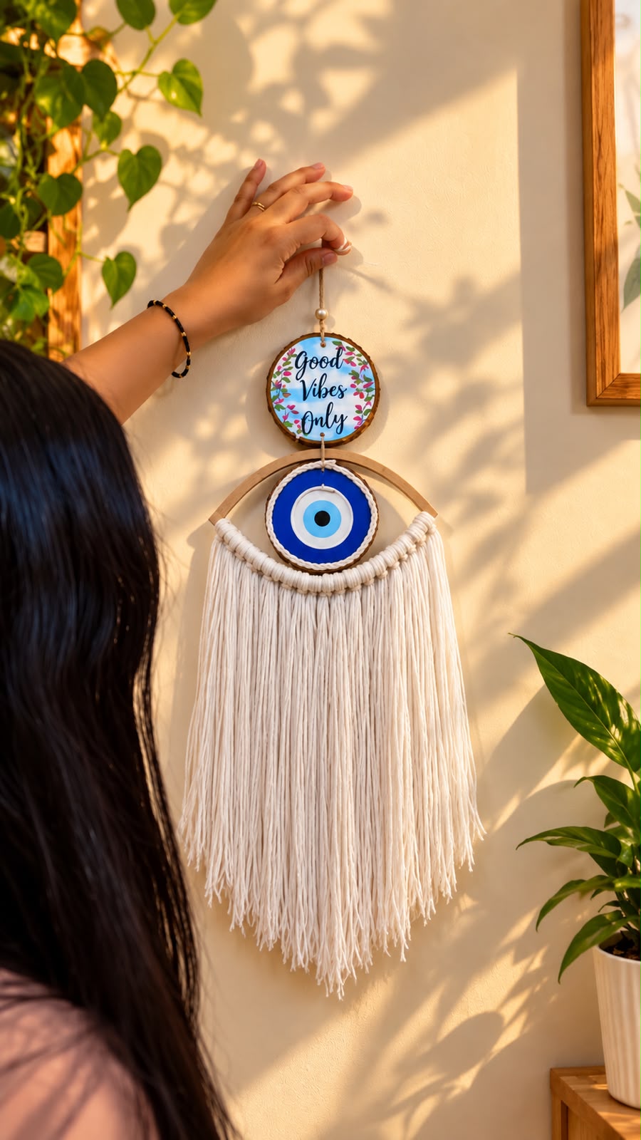Your Wall, Your Charm – Personalized evil eye Macrame Wall Hanging