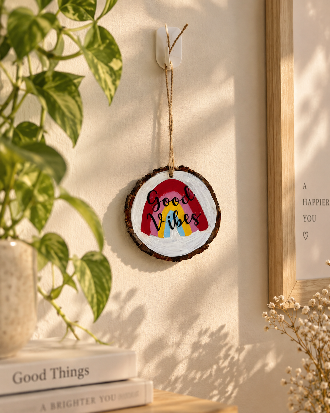 Good Vibes – Rainbow Handmade Wooden Hanging