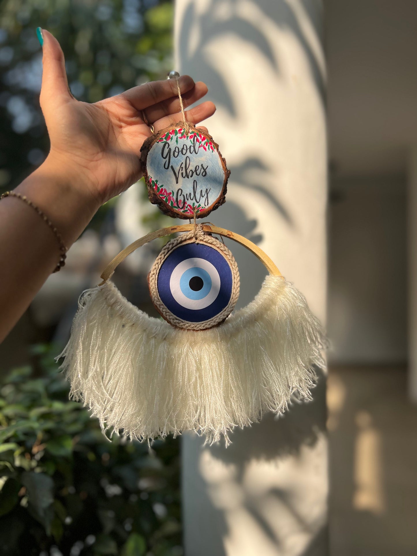 Aesthetic "Good Vibes Only" Macrame Wall Hanging Charm