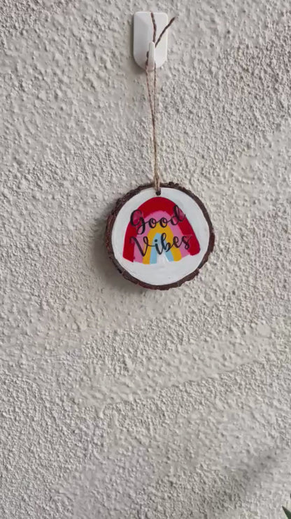 Good Vibes – Rainbow Handmade Wooden Hanging