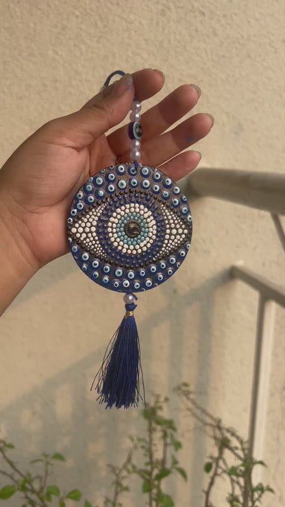 Mandala Evil Eye Car Charm | Protective Mirror Hanging with Tassel