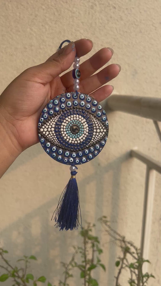 Mandala Evil Eye Car Charm | Protective Mirror Hanging with Tassel