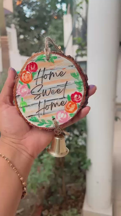 Home Sweet Home – Handmade Floral Wooden Hanging