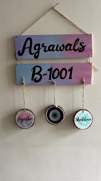 Personalised Couple Name plate with flat number