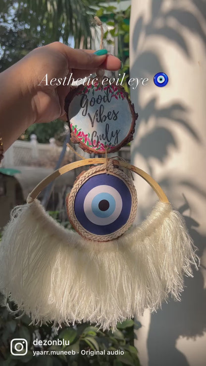 Aesthetic Good Vibes Only Evil Eye Hanging – Handmade Wall Décor